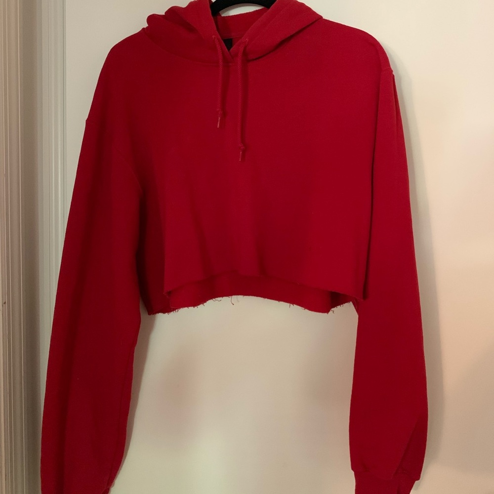 Women’s red addidas crop sweatshirt